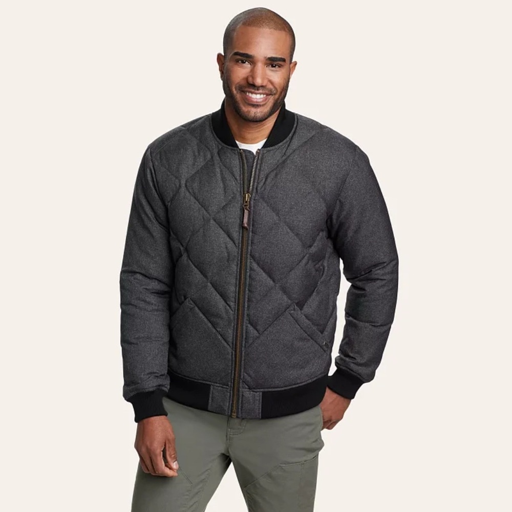 Eddie Bauer Down 1936 Skyliner Model Jacket Charcoal Grey Quilted Men’s Medium